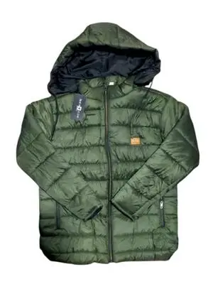 Men's Orange Parachute Puffer Jacket - 1 Pc Hooded Neck