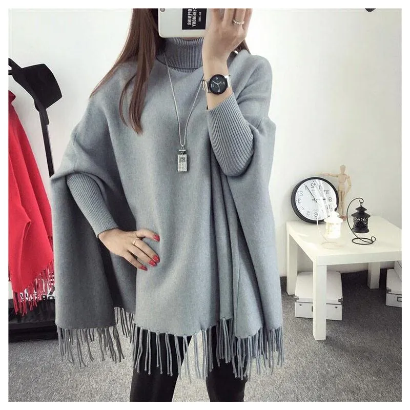 Women's Fleece Plain Poncho Cape Shawl