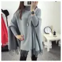 Women's Fleece Plain Poncho Cape Shawl