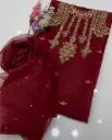 Women's Unstitched Fancy Organza Embroidered Suit
