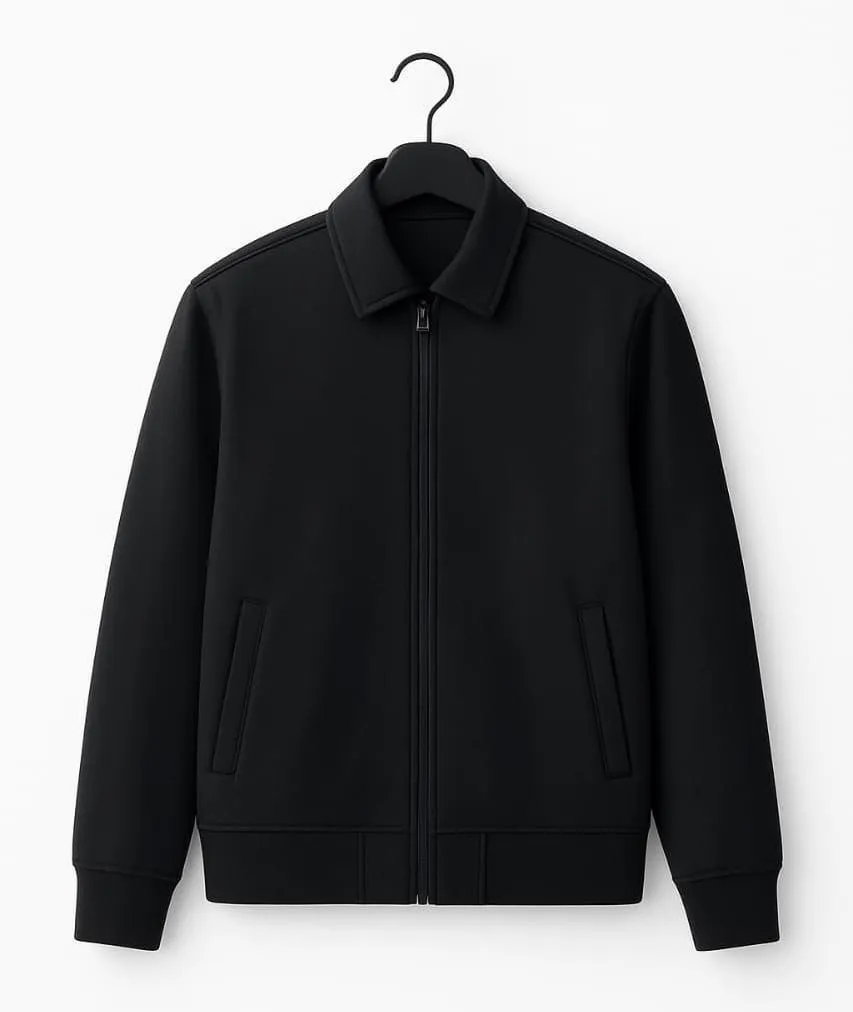 black cooler Fleece Plain Fleece Jacket