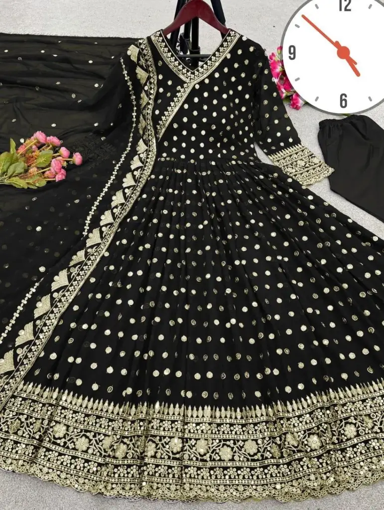 3 Pcs Women's Stitched Chiffon Embroidered Maxi Suit