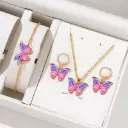 3 Pcs Gold Plated Necklace And Bracelet Set