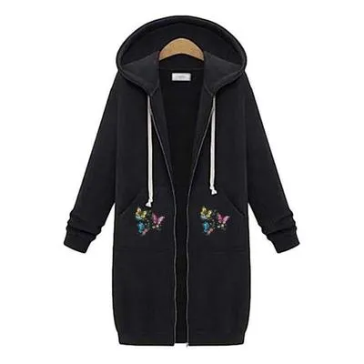 Cozy Printed Fleece Jacket for Women - 1 Pc Hooded Neck in Pink