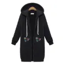 Cozy Printed Fleece Jacket for Women - 1 Pc Hooded Neck in Pink