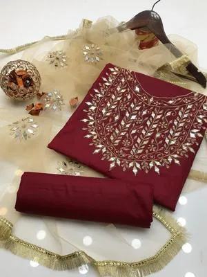 3 Pcs Women's Unstitched Hand Work Suit