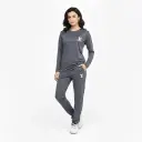2 Pcs Women's Stitched Micro Interlock Printed Tracksuit GREY LV