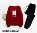 2 Pcs Women's Stitched Fleece Printed Sweatshirt Tracksuit